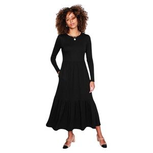 Boden | Black Long Sleeve Tiered Maxi Dress